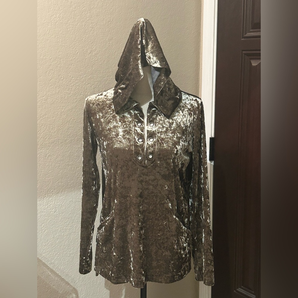 Juicy Couture Crushed Velvet Hooded Top